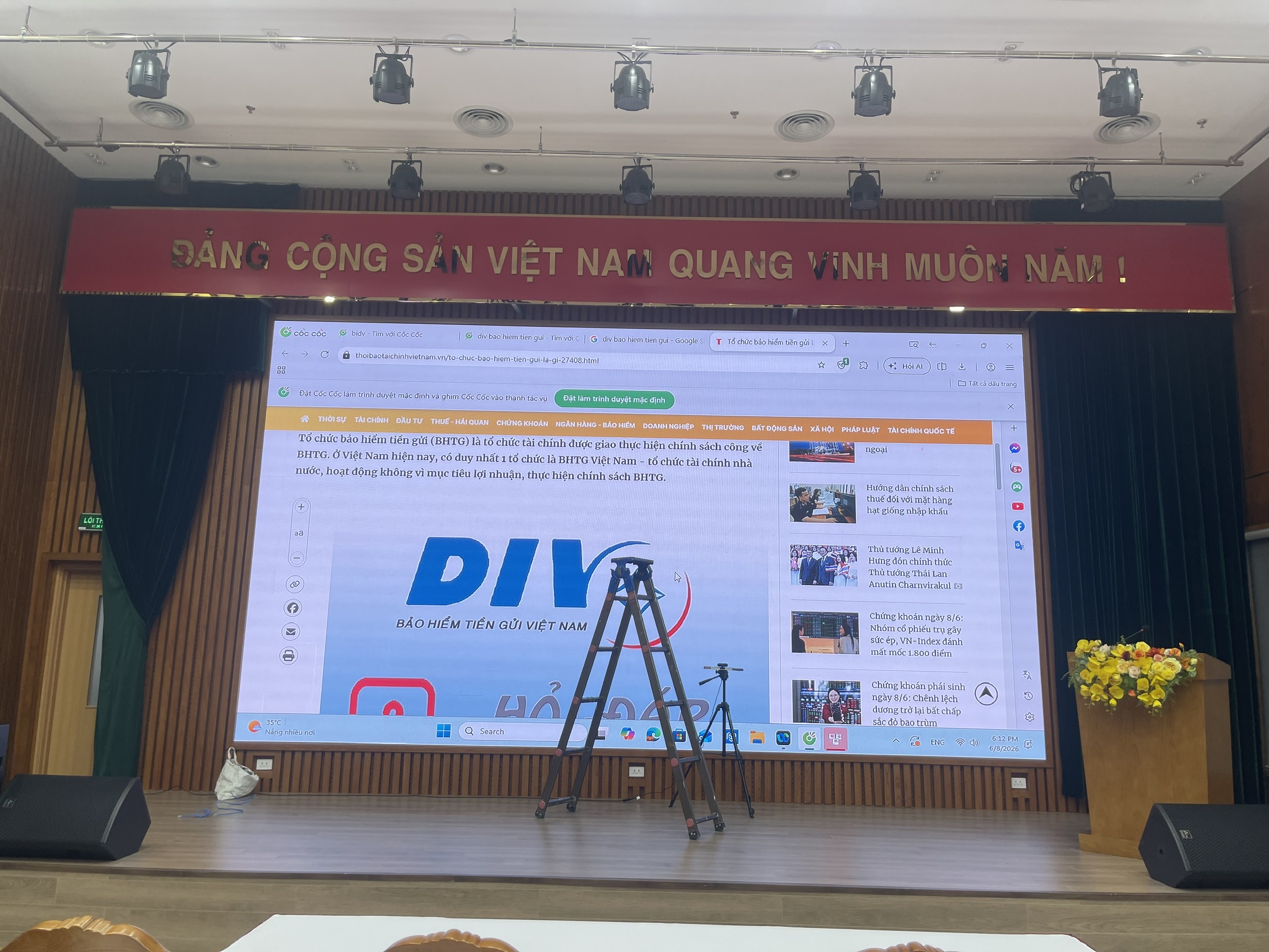  DỰ ÁN THI CÔNG LẮP ĐẶT MÀN HÌNH LED CQ TẠI BẢO HIỂM GỬI TIỀN VIỆT NAM – DIV 